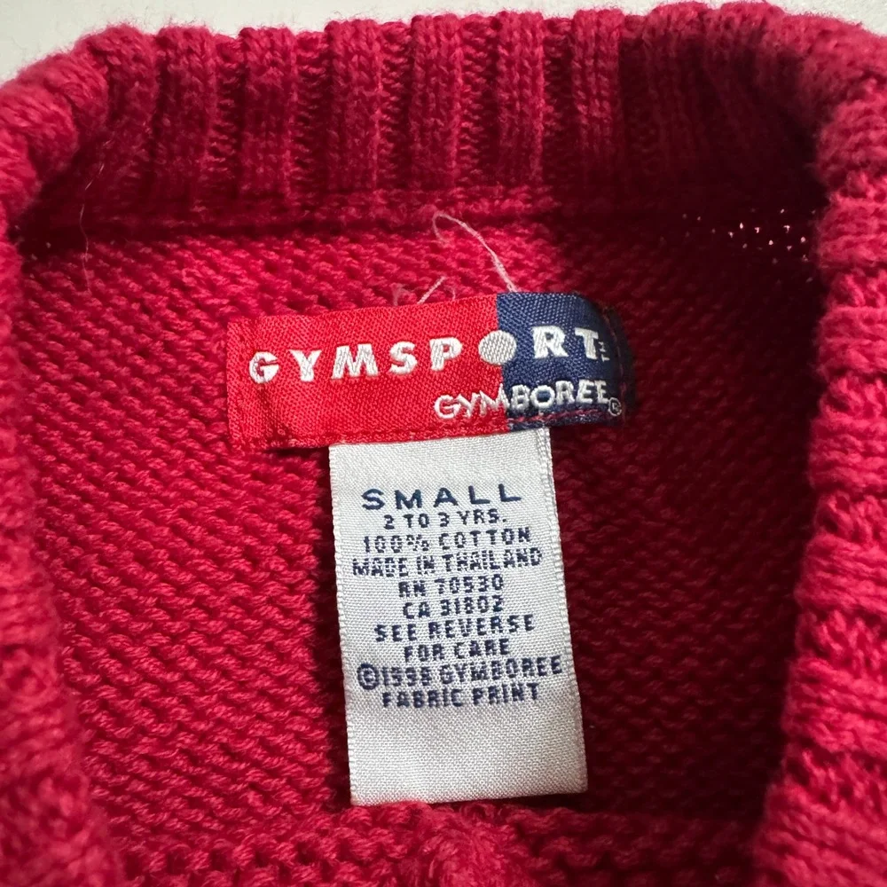 VTG Gymboree Gymsport Sweater Vest 2T-3T Red Green Argyle V-Neck Knit Cotton